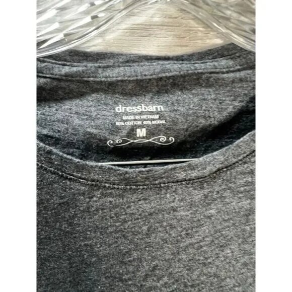 DRESSBARN‎ Long Sleeve Gray Crewneck Shirt Medium - Picture 3 of 3